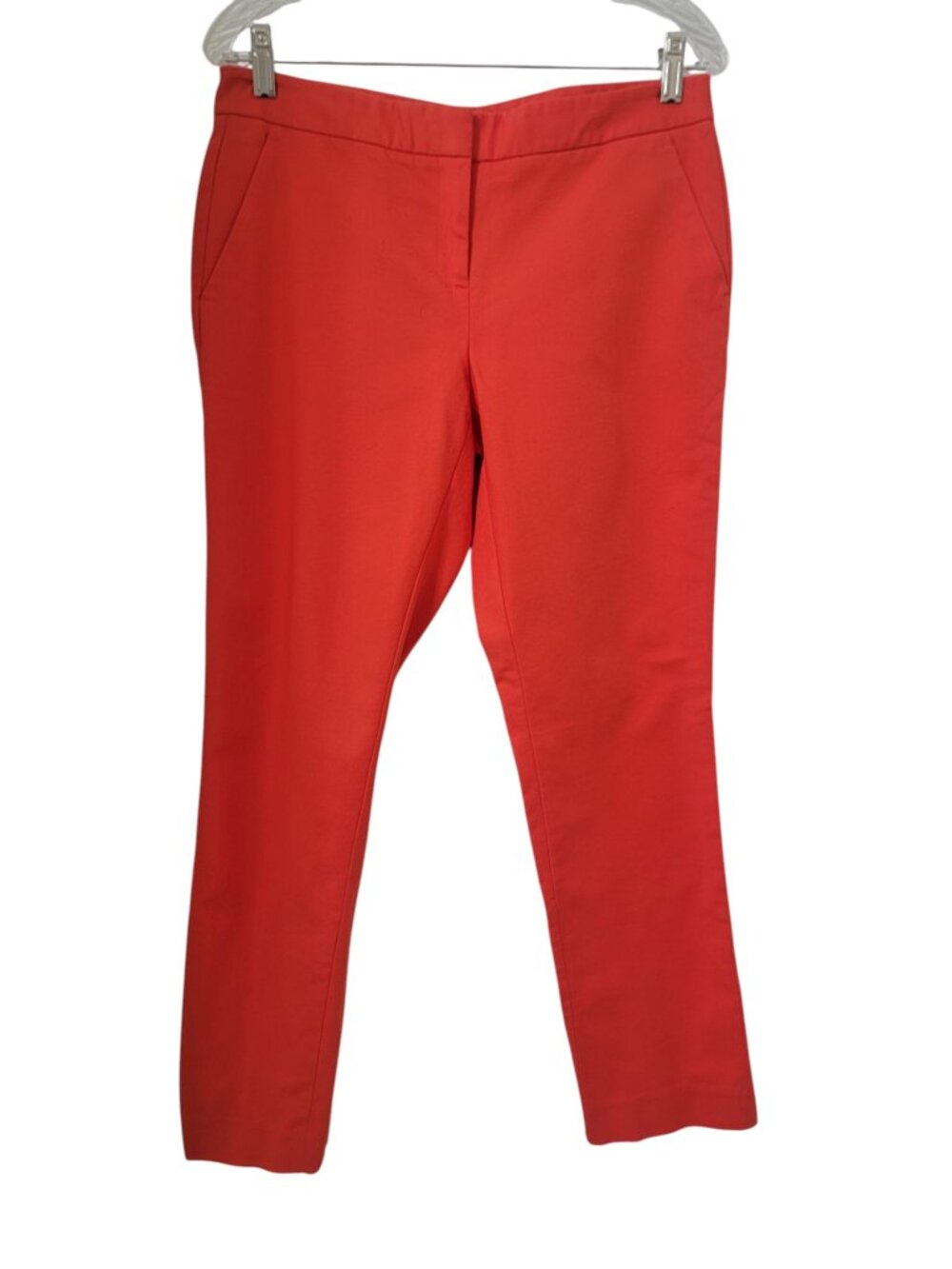 Vince Camuto Size 6 Coral Red Stretch Cotton Tailored Poplin Ankle Pants